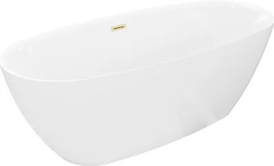Immagine prodotto di Mexen Luvo Slim vasca da bagno freestanding 170 x 75 cm, bianca, troppopieno oro spazzolato - 52801707500-55