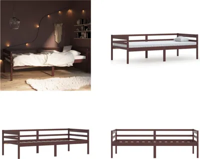Produktbild von vidaXL Massivholzbett Dunkelbraun Kiefer 90x200 cm - Bettrahmen - Holz-Bettrahmen - Bett - Betten