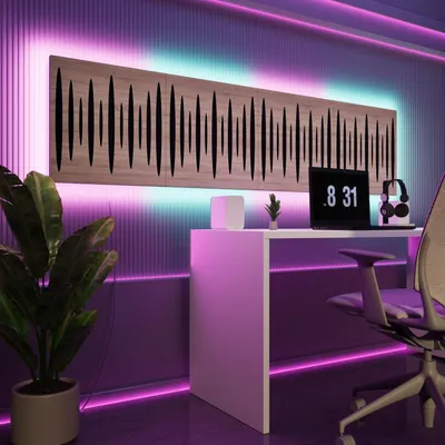 Produktbild von 4er-Pack-LED Akustikwandpaneele mit RGB Glow für Echo Control | Schallabsorbierende Paneele mit Backlight |4x PULSAR - Grouped|Sonoma