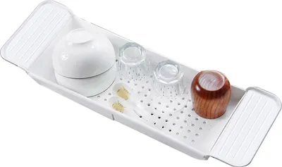 Produktbild von Badewannenständer, praktisches Teleskop-Badewannenregal mit Abflusslöchern, rutschfeste Ablage für das Badezimmer zu Hause