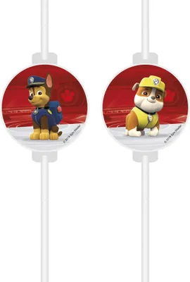 Produktbild von Strohhalme mit Pfotenmedaillon PAW PATROL Geburtstag 4St.