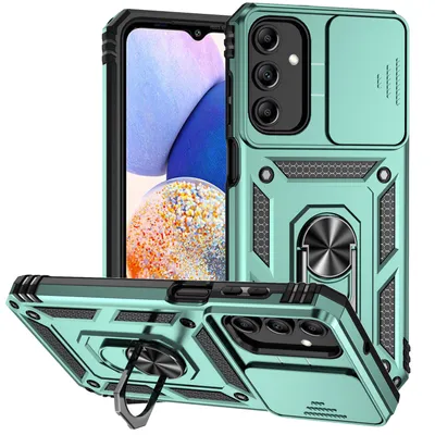 Obrázek produktu pro Pouzdro pro Samsung Galaxy A15 dvouvrstvé pouzdro s posuvným krytem kamery a prstencovým stojánkem zelené