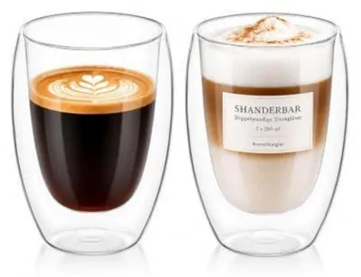 Immagine prodotto di Set da 2 bicchieri per latte macchiato, capacità 350 ml, a doppia parete, in vetro borosilicato