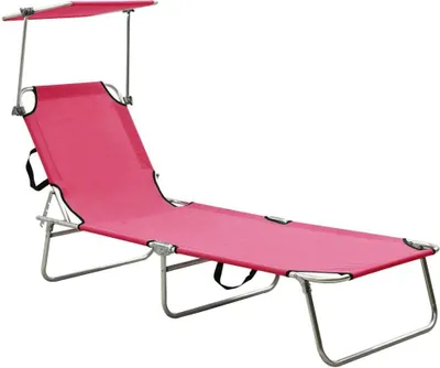 Produktbild von Eleganten-Stil Klappbare Sonnenliege mit Dach Stahl Magento Rosa DE99769