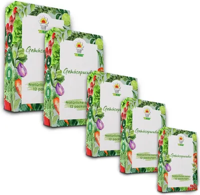 Produktbild von Samen Gemüsesamen Gemüsesamenset Gemüsesorten Gemüseparadies 5 Packungen Gurke Karotten Petersilie Tomate