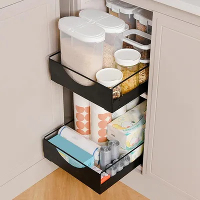 Produktbild von Lade Keukenkast - Uittrekbare Organizer aus Kohlenstoffstahl für Vorratskammer und Badezimmerlagerung Küchenorganizer