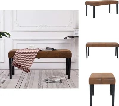 Zdjęcie produktu dla vidaXL Ławka 106 cm brązowa zamszowa - Ławki do przedpokoju i komody
