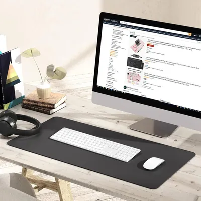 Produktbild von MODFU Schreibtischunterlage für Schreibtisch Tischunterlage 80 x 40 cm Unterlage Groß Schreibtischmatte Schreibunterlage Mauspad Büro Zuhause, Schwarz