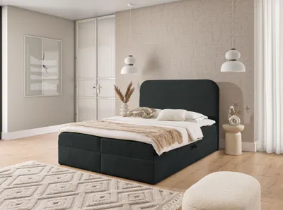Obrázek produktu pro Manželská kontinentální postel 200x200 GADALUPA - černá + topper