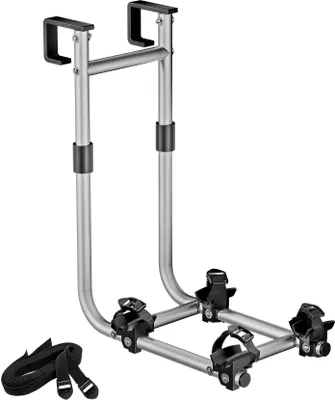 Zdjęcie produktu dla Uchwyt rowerowy Wiltec na drabinkę do kampera na 2 rowery, uchwyt rowerowy do kampera do 30 kg, uchwyt rowerowy do przyczepy kempingowej z aluminium, solidny uchwyt rowerowy