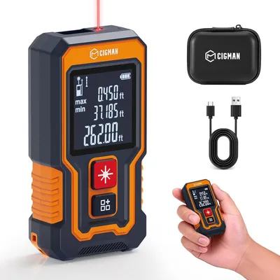 Obrázok produktu pre Laserový diaľkomer CIGMAN CD80T, dosah 80 m, LCD displej, batéria USB-C, stupeň krytia IP54