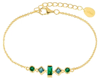 Produktbild von s.Oliver Damen Armband 2036882 Silber 925/- vergoldet synth. Zirkonia grün