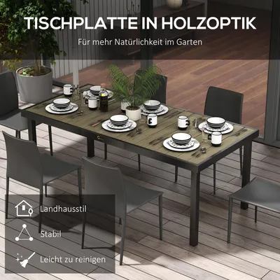 Produktbild von Gartentisch für 8 Personen, Outdoor-Tisch, Loungetisch, wetterbeständig, 190 x 90 x 74 cm, Naturholz