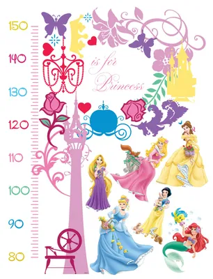 Obrázek produktu pro Disney samolepka na zeď Princezny Růžová, fialová a žlutá - 600209 - 65 x 85 cm