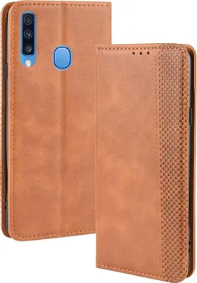 Produktbild von Mobigear Sensation Schutzhülle für Samsung Galaxy A20s – Klapphülle/Etui mit Geldbörsenfunktion – Cognac