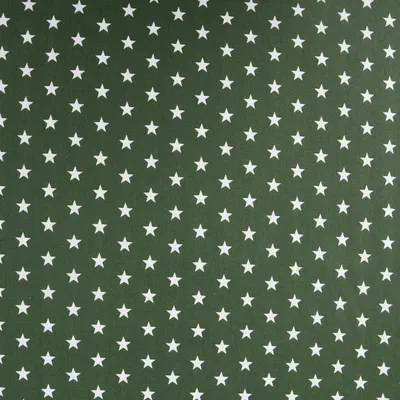 Produktbild von Baumwollstoff Meterware Sterne 1x1cm dunkelgrün weiß 140cm jeansblau