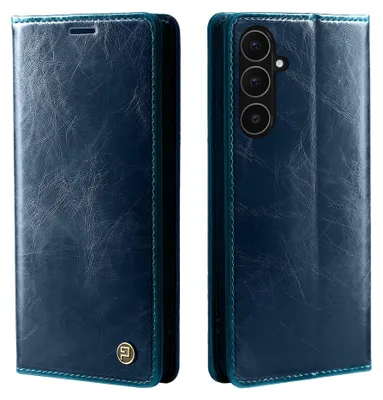 Produktbild von Handyhülle für Samsung Galaxy A56 5G Kunstleder Klapphülle Vintage Cover Hülle RFID Schutz Case Kartenfach Farbe: Blau