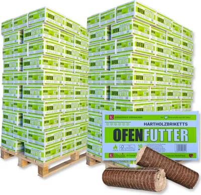 Produktbild von 2000 kg Nestro Briketts Hartholzbriketts aus Buche & Eiche im Karton | 200 x 10 kg Holzbrikett auf Palette | Energie Kienbacher®