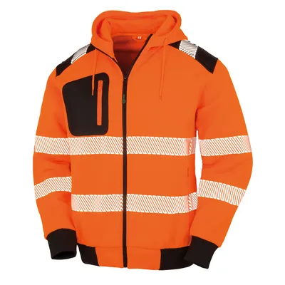 Zdjęcie produktu dla Bluza z kapturem dla mężczyzn, wykonana z materiałów pochodzących z recyklingu - Bezpieczeństwo RW8056 (rozmiar M) (fluorescencyjny pomarańczowy/czarny)