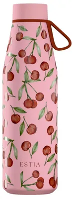 Produktbild von ESTIA Isolierflasche Thermosflasche 500 ml aus Edelstahl Trinkflasche Wasserflasche rosa rot Kirschen