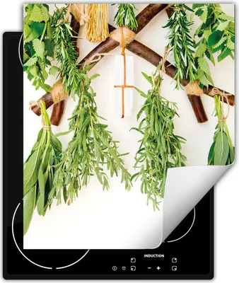 Image de DarHaus Plaque de recouvrement pour cuisinière 45x52 cm Tapis antidérapant Enroulable, Herbes - Cuisine