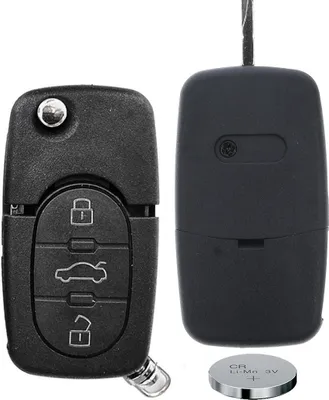 Produktbild von Klapp Schlüssel Gehäuse Funkschlüssel Fernbedienung Autoschlüssel 3 Tasten + 1x CR2032 Batterie kompatibel mit Audi