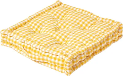 Produktbild von HOMESCAPES Sitzkissen Stuhlkissen BauernKaro gelb 40 x 40 x 10 cm