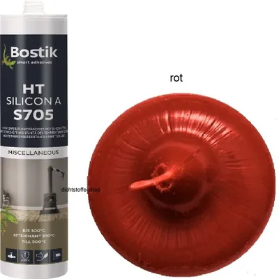 Immagine prodotto di Bostik S705 HT Silicon A - Sigillante siliconico per alte temperature, cartuccia da 300 ml, rosso