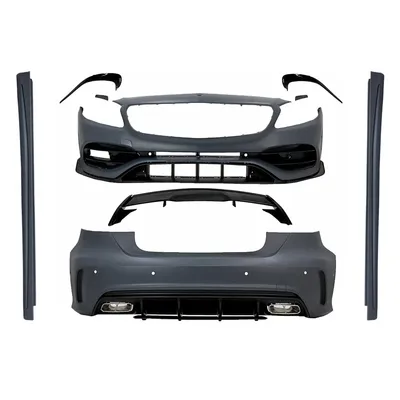 Imagen del producto de Kit de carrocería para Mercedes A W176 (modelo 12-18) con aspecto A45, que incluye alerón, splitter y elementos aerodinámicos.