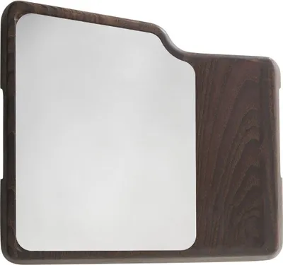 A product shot of a wooden and metal cutting board.