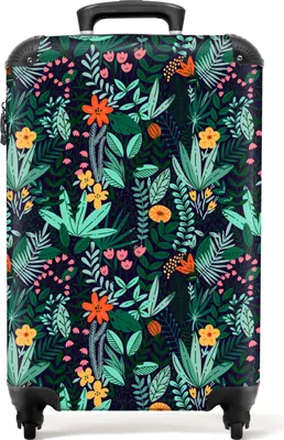 Produktbild von NoBoringSuitcases.com® Koffer Handgepäck Trolley Rollkoffer Kleine Reisekoffer mit 4 Rollen - Pflanzen - Blumen - Muster - Natur - Cabin Size < 55x40x23 cm & 55x40x20 cm - Fotokoffer - Kabinenkoffer - BoardgepäckHandgepäck Koffer 55x35x20 cm, 36L,