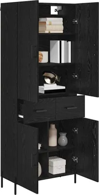 Obrázok produktu pre vidaXL Highboard čierny dubový vzhľad 69,5 x 34 x 180 cm materiál na báze dreva