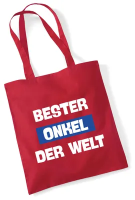 Produktbild von Huuraa Jutebeutel Bester Onkel der Welt 10 Liter Classic Red Baumwolle Tasche Geschenkidee