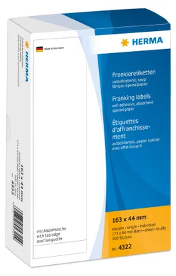Image de HERMA Étiquettes d'affranchissement individuelles avec languette 163x44 mm 500 pcs blanc
