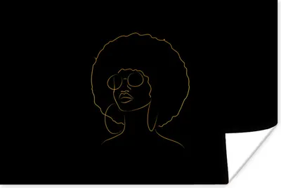 Produktbild von MuchoWow® Poster Frau - Sonnenbrille - Gold - Strichzeichnung 60x40 cm - Schlafzimmerdekoration