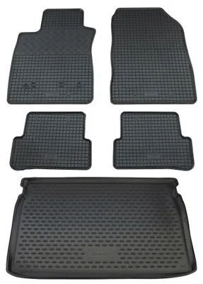 Gummi Kofferraumwanne + Fußmatten Set für Renault Clio 4, Bj. 2012-2020, schwarz