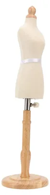 Mini Damen-Schneiderpuppe, höhenverstellbar, mit Holzständer