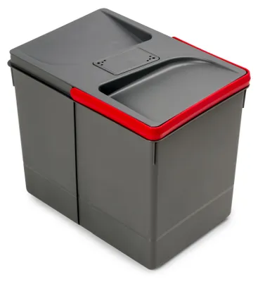 Zdjęcie produktu dla Emuca Pojemniki Recycle do szuflady kuchennej z pokrywą zapobiegającą wydostawaniu się zapachów, wysokość 266, 1x15 litrów, Plastik, Szary antracytowy