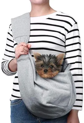 Immagine prodotto di Collare per cani di piccola taglia – con tasche con cerniera e spallacci regolabili – adatto per animali domestici da 1,4 a 4,5 kg (grigio)