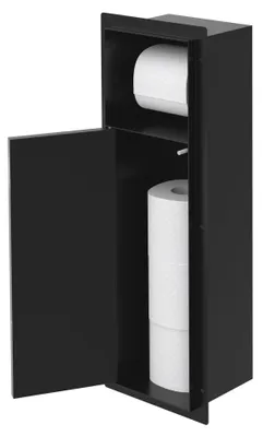 Immagine prodotto di Modulo a incasso in acciaio inossidabile per accessori da bagno, colore nero, dimensioni 60x20x14 cm, mobile bagno con portarotolo