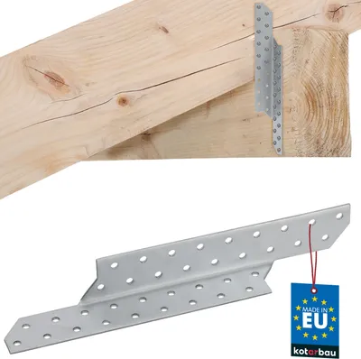 Immagine prodotto di KOTARBAU® Ancoraggio per travi Ancoraggio per arcarecci per travi a destra 25x3,5 cm in acciaio zincato Ancoraggio per arcarecci per travi Piastra angolare Connettore per legno Connettore per travi Angolo in acciaio per rinforzare le costruzioni in legno