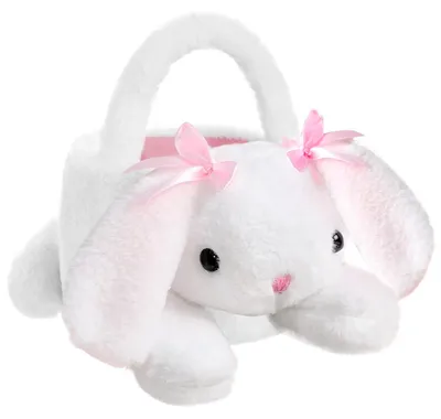 Plüsch-Osterkorb mit Henkel, 28 cm, weiß, für Eier und Deko