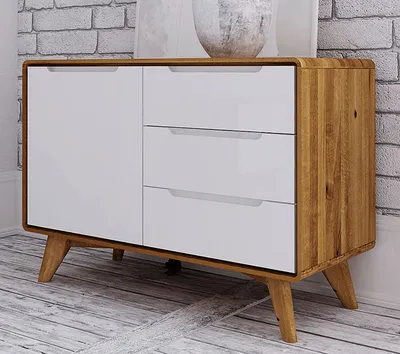 Produktbild von Kommode Timaru 10 Wildeiche geölt / Weiß, teilmassiv - Abmessungen: 63 x 90 x 40 cm (H x B x T)