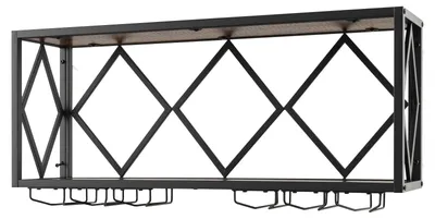 Image de Étagère à vin murale - Rangement mural pour bouteilles de vin - Porte-verres - Armoire à vin - Étagère à vin de style industriel