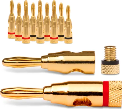 Produktbild von 14x Bananenstecker 4mm vergoldet schraubbar HiFi Lautsprecherstecker Boxenkabel
