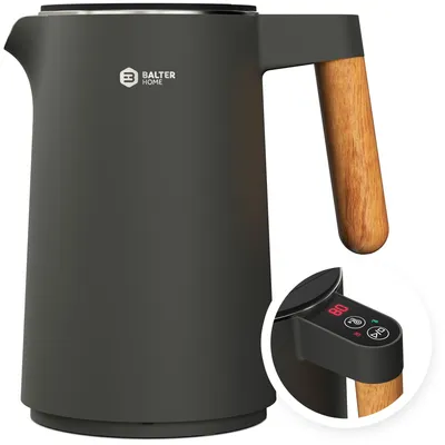 Imagen del producto de Hervidor eléctrico con control de temperatura - Capacidad de 1,5 litros - Potencia de 2200 vatios - Acero inoxidable - Color negro