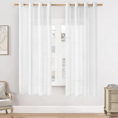 Immagine prodotto di Tende trasparenti bianche con passanti, set da 2, altezza 160 cm, larghezza 140 cm