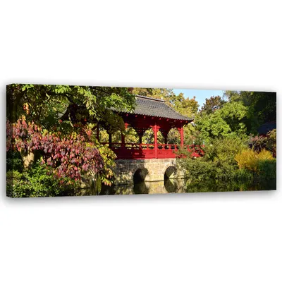 Produktbild von Leinwandbild Japanischer Garten Natur 120x40 Feeby Grün bild für die wand bereit zum aufhängen