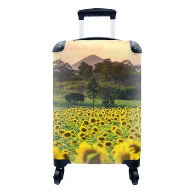 Produktbild von MuchoWow® Koffer Handgepäck Trolley Rollkoffer Kleine Reisekoffer mit 4 Rollen - Sonnenblume - Natur - Berg - Cabin Size < 55x40x23 cm & 55x40x20 cm - Fotokoffer - Kabinenkoffer - Boardgepäck - Reise-Box - Reisekoffer - Reisegepäck - Koffer mit Bild - Trolley für Kinder