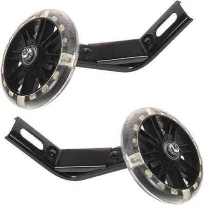 Productafbeelding van Fiets Trainingswielen - Extra Wielen - Veilig Leren Fietsen - Fluisterstil met Flitslicht - 12 inch - Zwart
